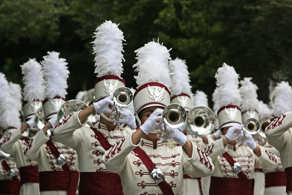 Marching band on field